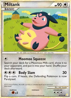 Miltank card from HeartGold SoulSilver, number 47/123