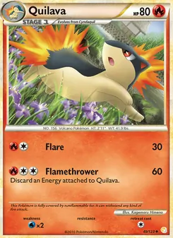 Quilava card from HeartGold SoulSilver, number 49/123