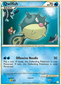 Qwilfish card from HeartGold SoulSilver, number 50/123