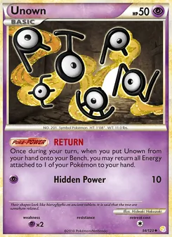 Unown card from HeartGold SoulSilver, number 54/123