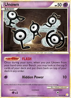 Unown card from HeartGold SoulSilver, number 55/123