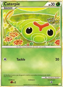 Caterpie card from HeartGold SoulSilver, number 57/123
