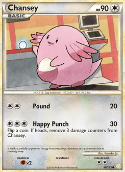 Chansey card from HeartGold SoulSilver, number 58/123