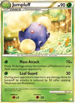 Jumpluff card from HeartGold SoulSilver, number 6/123