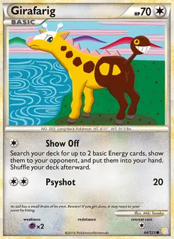 Girafarig card from HeartGold SoulSilver, number 64/123