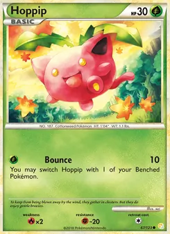 Hoppip card from HeartGold SoulSilver, number 67/123