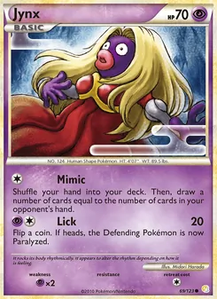 Jynx card from HeartGold SoulSilver, number 69/123