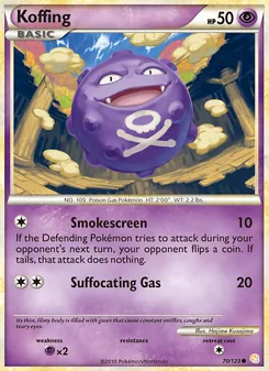 Koffing card from HeartGold SoulSilver, number 70/123