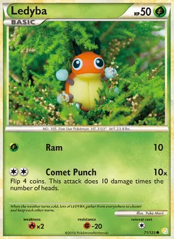 Ledyba card from HeartGold SoulSilver, number 71/123
