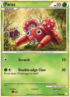 Paras card from HeartGold SoulSilver, number 76/123