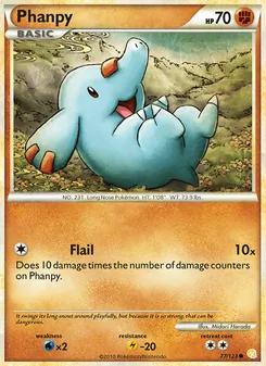 Phanpy card from HeartGold SoulSilver, number 77/123