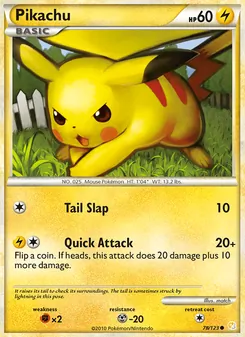 Pikachu card from HeartGold SoulSilver, number 78/123