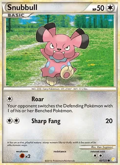 Snubbull card from HeartGold SoulSilver, number 82/123