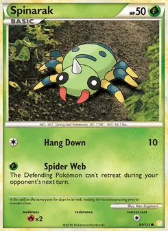 Spinarak card from HeartGold SoulSilver, number 83/123