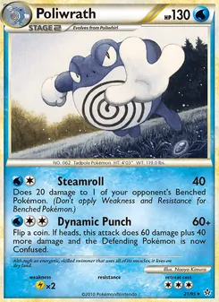 Poliwrath card from Unleashed, number 21/95
