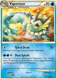 Vaporeon card from Undaunted, number 41/90