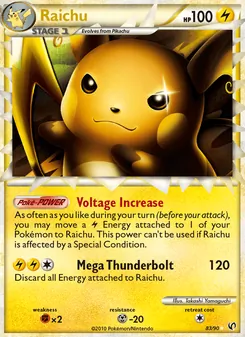 Raichu card from Undaunted, number 83/90