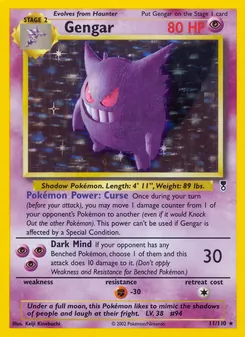 Gengar card from Legendary Collection, number 11/110
