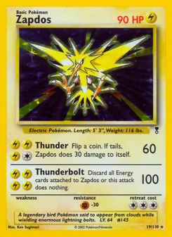 Zapdos card from Legendary Collection, number 19/110