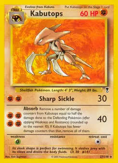 Kabutops card from Legendary Collection, number 27/110
