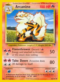 Arcanine card from Legendary Collection, number 36/110