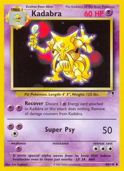 Kadabra card from Legendary Collection, number 49/110