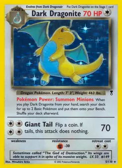 Dark Dragonite card from Legendary Collection, number 5/110