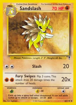 Sandslash card from Legendary Collection, number 62/110