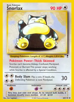 Snorlax card from Legendary Collection, number 64/110