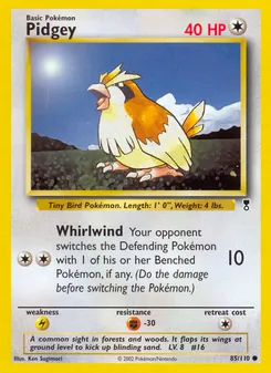Pidgey card from Legendary Collection, number 85/110