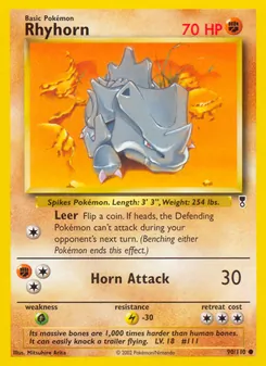 Rhyhorn card from Legendary Collection, number 90/110