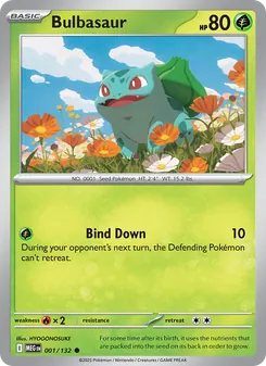 Bulbasaur card from Mega Evolution, number 001/132