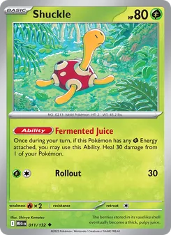 Shuckle card from Mega Evolution, number 011/132