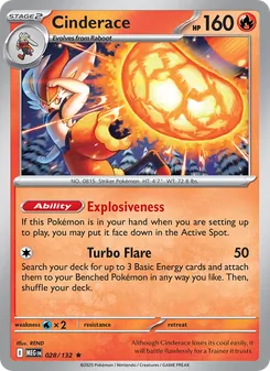 Cinderace card from Mega Evolution, number 028/132