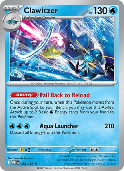 Clawitzer card from Mega Evolution, number 038/132