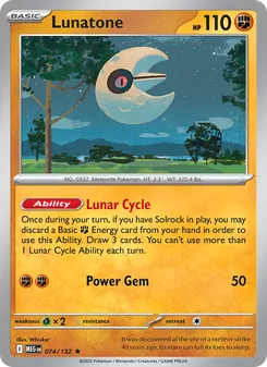 Lunatone card from Mega Evolution, number 074/132