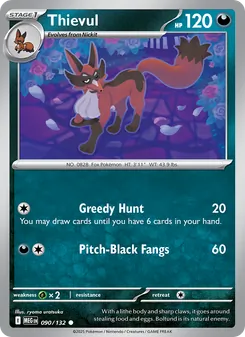 Thievul card from Mega Evolution, number 090/132