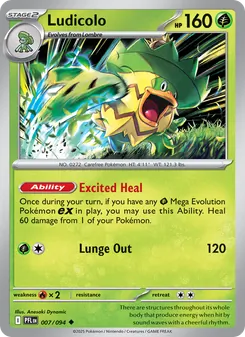 Ludicolo card from Phantasmal Flames, number 007/94