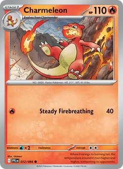 Charmeleon card from Phantasmal Flames, number 012/94