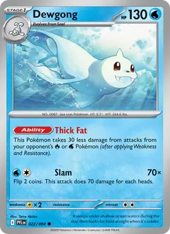 Dewgong card from Phantasmal Flames, number 022/94