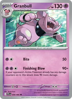Granbull card from Phantasmal Flames, number 038/94