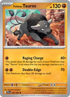 Paldean Tauros card from Phantasmal Flames, number 048/94