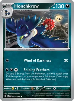 Honchkrow card from Phantasmal Flames, number 058/94