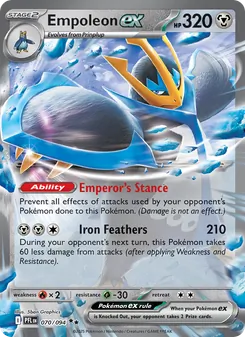 Empoleon ex card from Phantasmal Flames, number 070/94