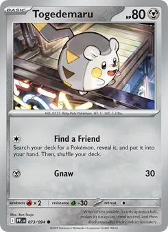 Togedemaru card from Phantasmal Flames, number 073/94
