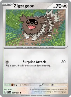 Zigzagoon card from Phantasmal Flames, number 081/94