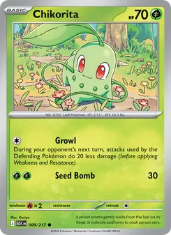 Chikorita card from Ascended Heroes, number 008/217