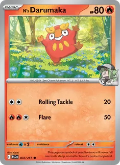 N's Darumaka card from Ascended Heroes, number 032/217