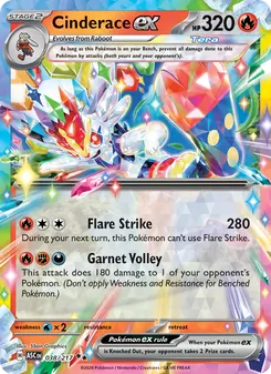 Cinderace ex card from Ascended Heroes, number 038/217