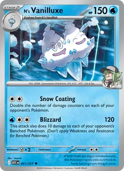 N's Vanilluxe card from Ascended Heroes, number 051/217